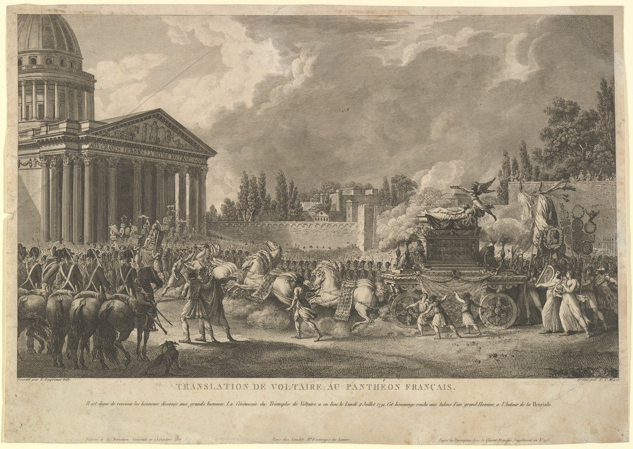 Oversettelse av Voltaire i det franske Pantheon, 1817. av Simon Charles Miger