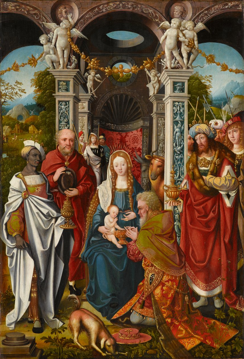 The Adoration of the Magi, andre kvartal av 1500-tallet (olje (med tempera?) på panel) av Simon Claesz van Waterlant
