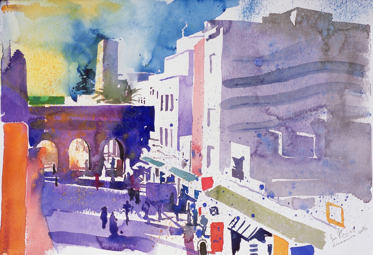 Essaouira-porten (akvarell på papir) av Simon Fletcher