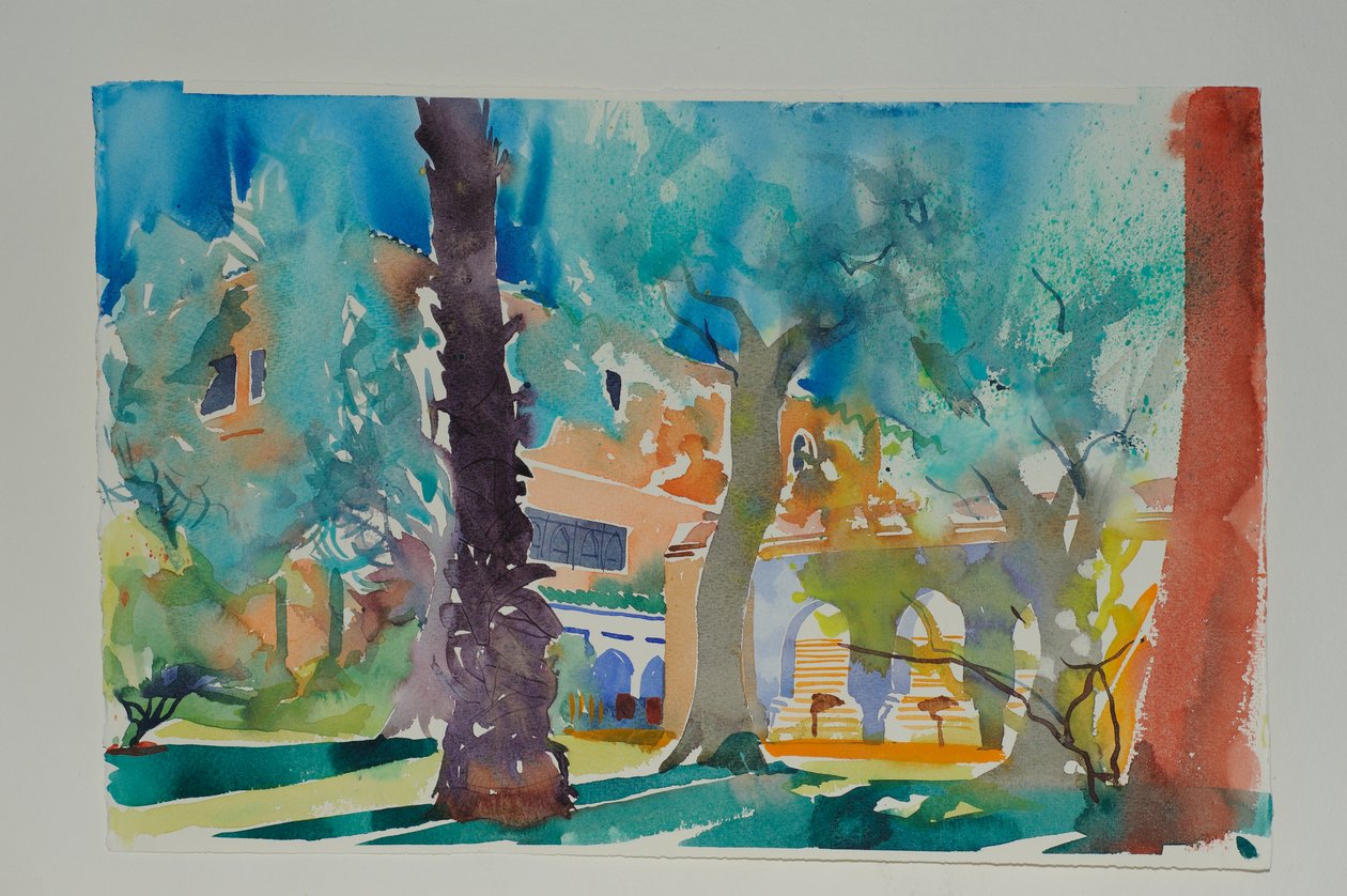 Mamounia Terrace, 2010 (akvarell på papir) av Simon Fletcher