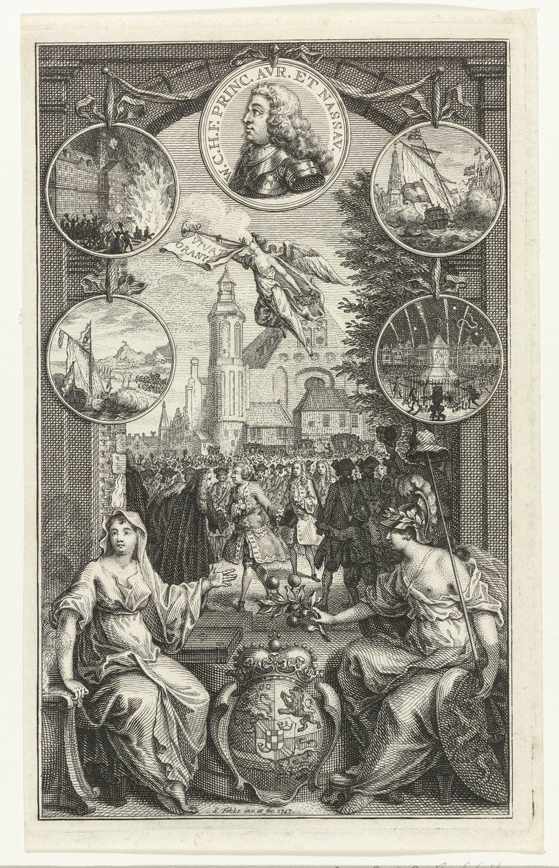 Allegori om opphøyelsen av William IV til stadholder, 1747 av Simon Fokke
