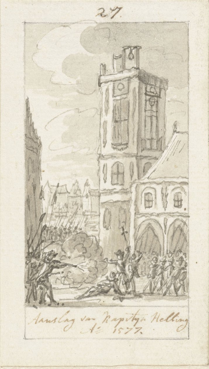 Kaptein Herman van der Hellings fall, 23. november 1577 av Simon Fokke