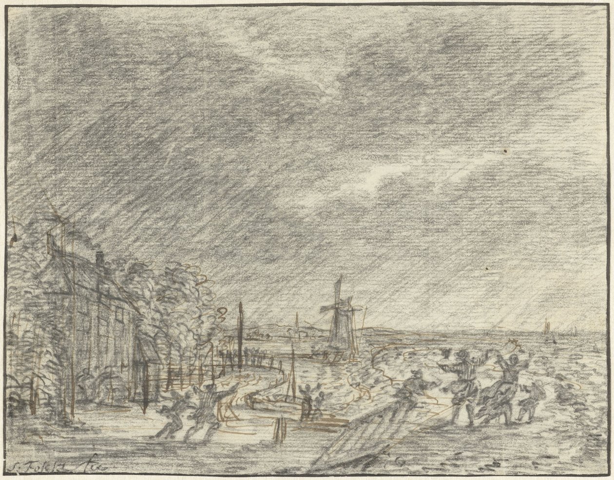 Kraftig storm og flom ved Halfweg, 15. november 1775 av Simon Fokke