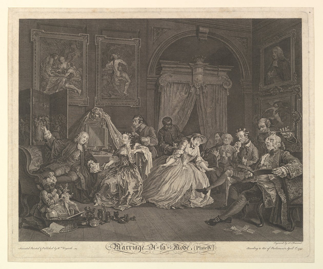 Ekteskap A-la-Mode, Plate IV, 1. april 1745. av Simon Francois Ravenet