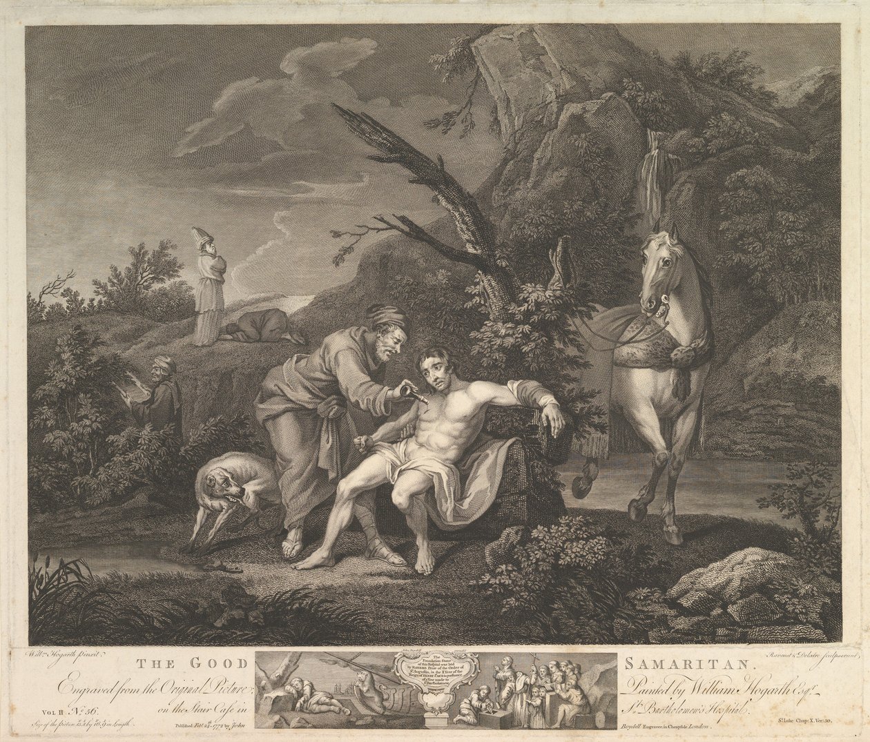 Den barmhjertige samaritan St. Lukas, kapittel. 10, vers 30, 24. februar 1772. av Simon Francois Ravenet