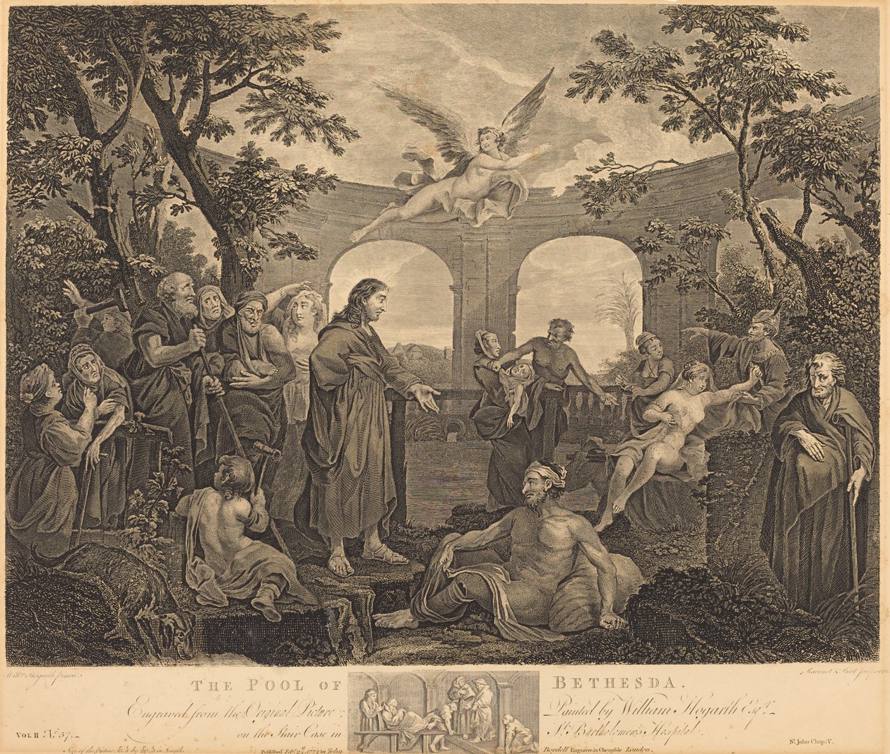 The Pool of Bethesda av Simon Francois Ravenet I and Victor Marie Picot after William Hogarth