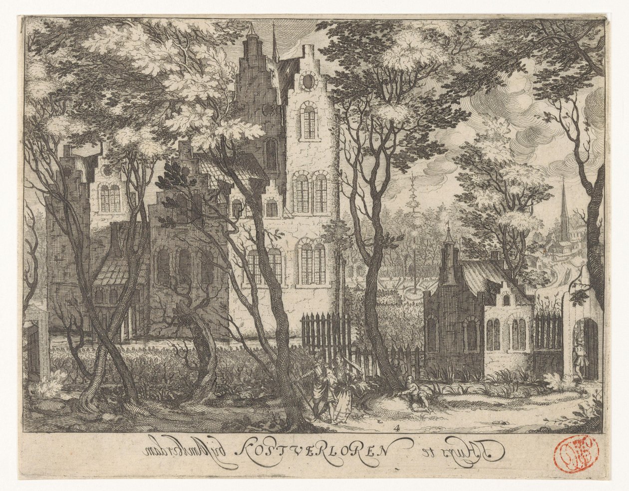 Utsikt over Huis Kostverloren i nærheten av Amsterdam av Simon Frisius