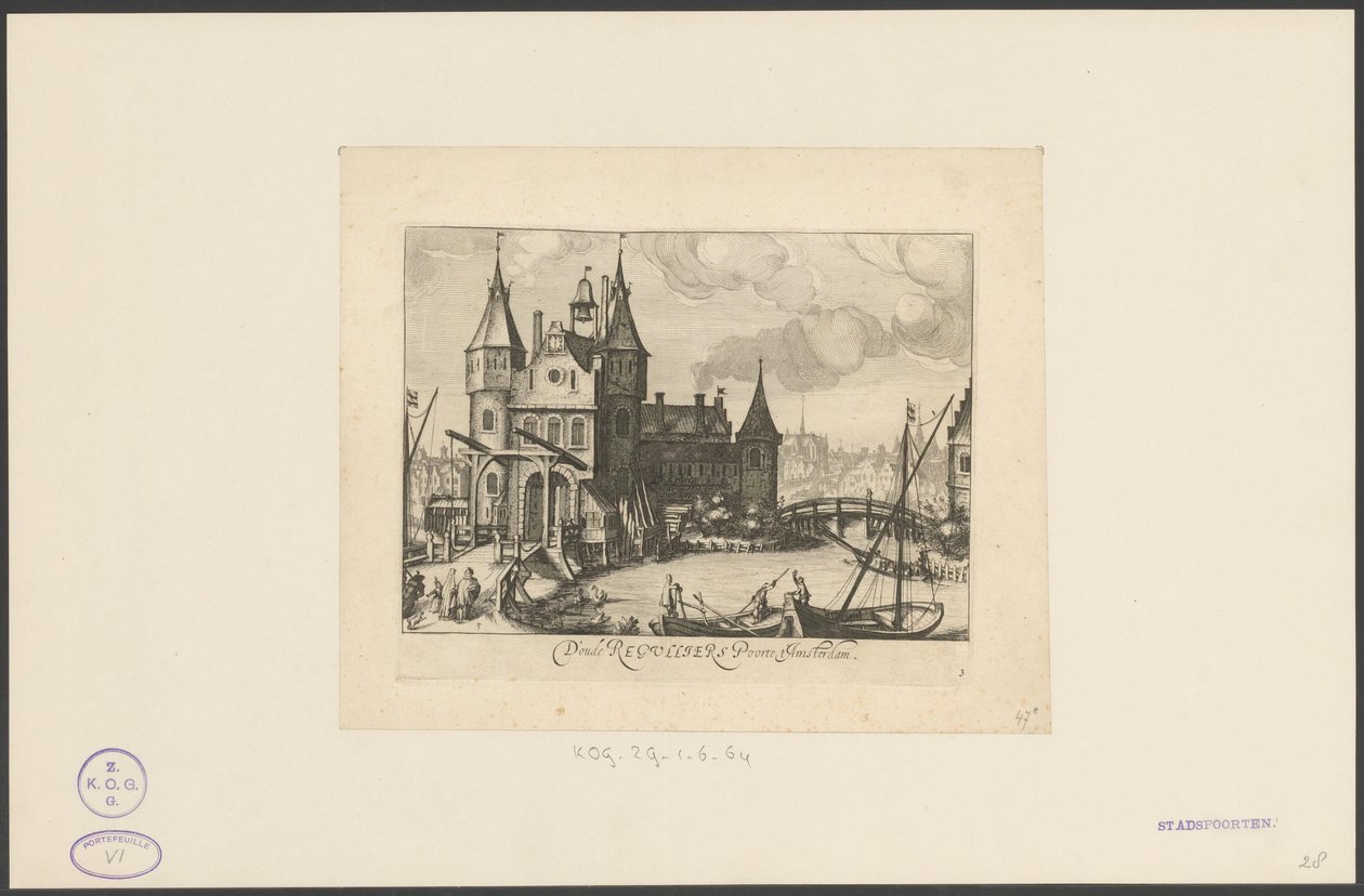 Utsikt over Eerste Regulierspoort i Amsterdam av Simon Frisius