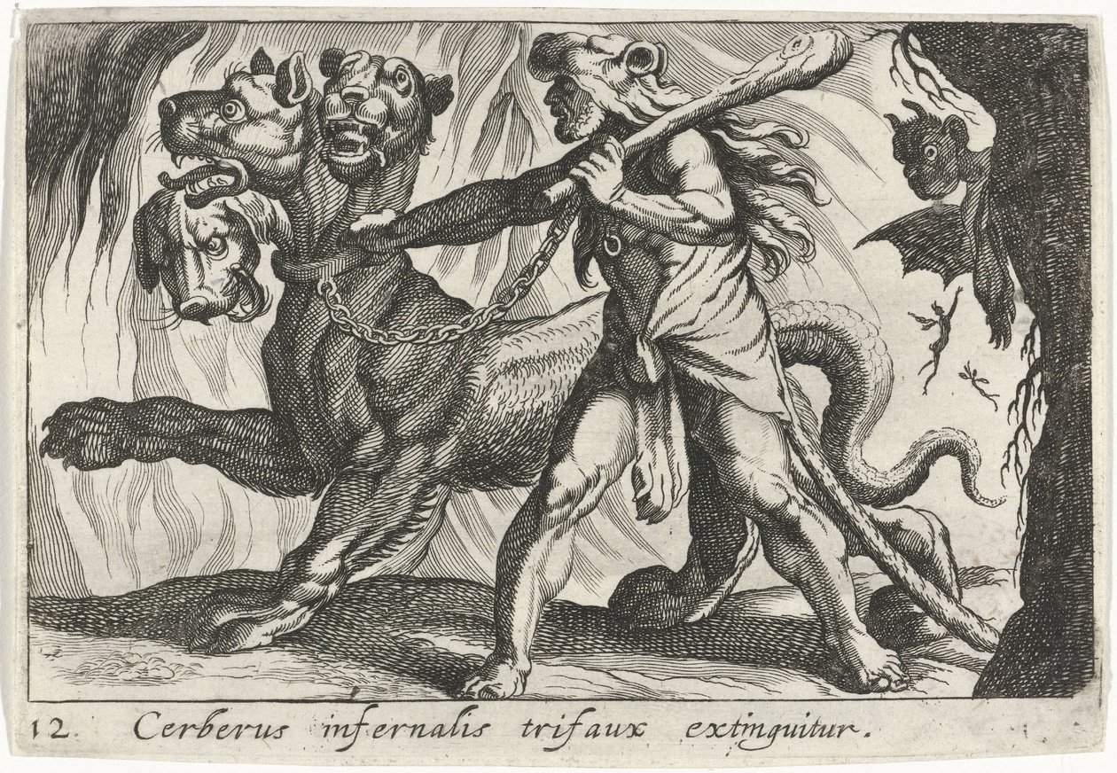 Herkules fanger Kerberos av Simon Frisius