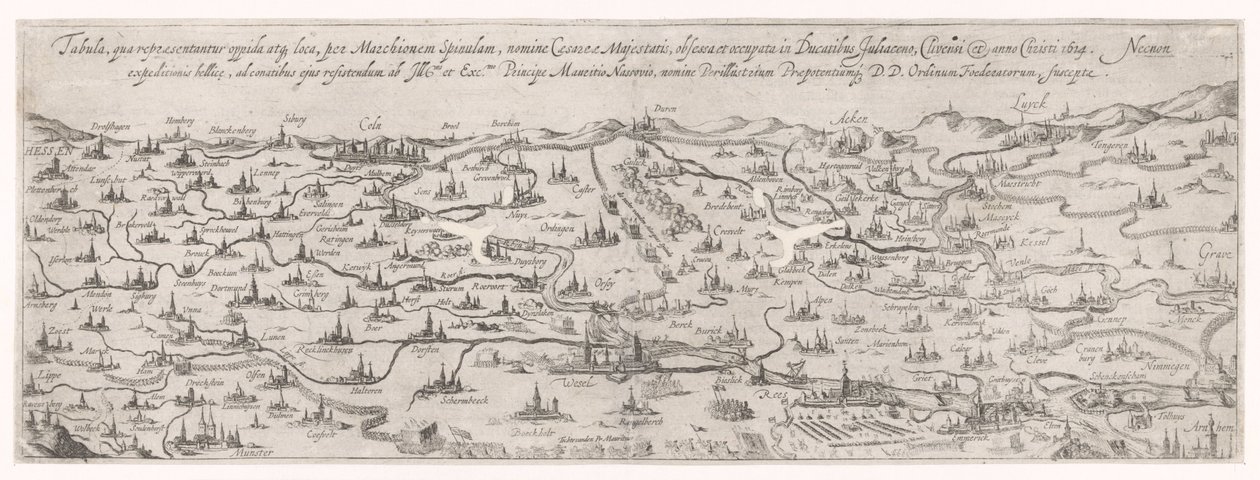 Kart over hertugdømmet Gulik, 1614 av Simon Frisius