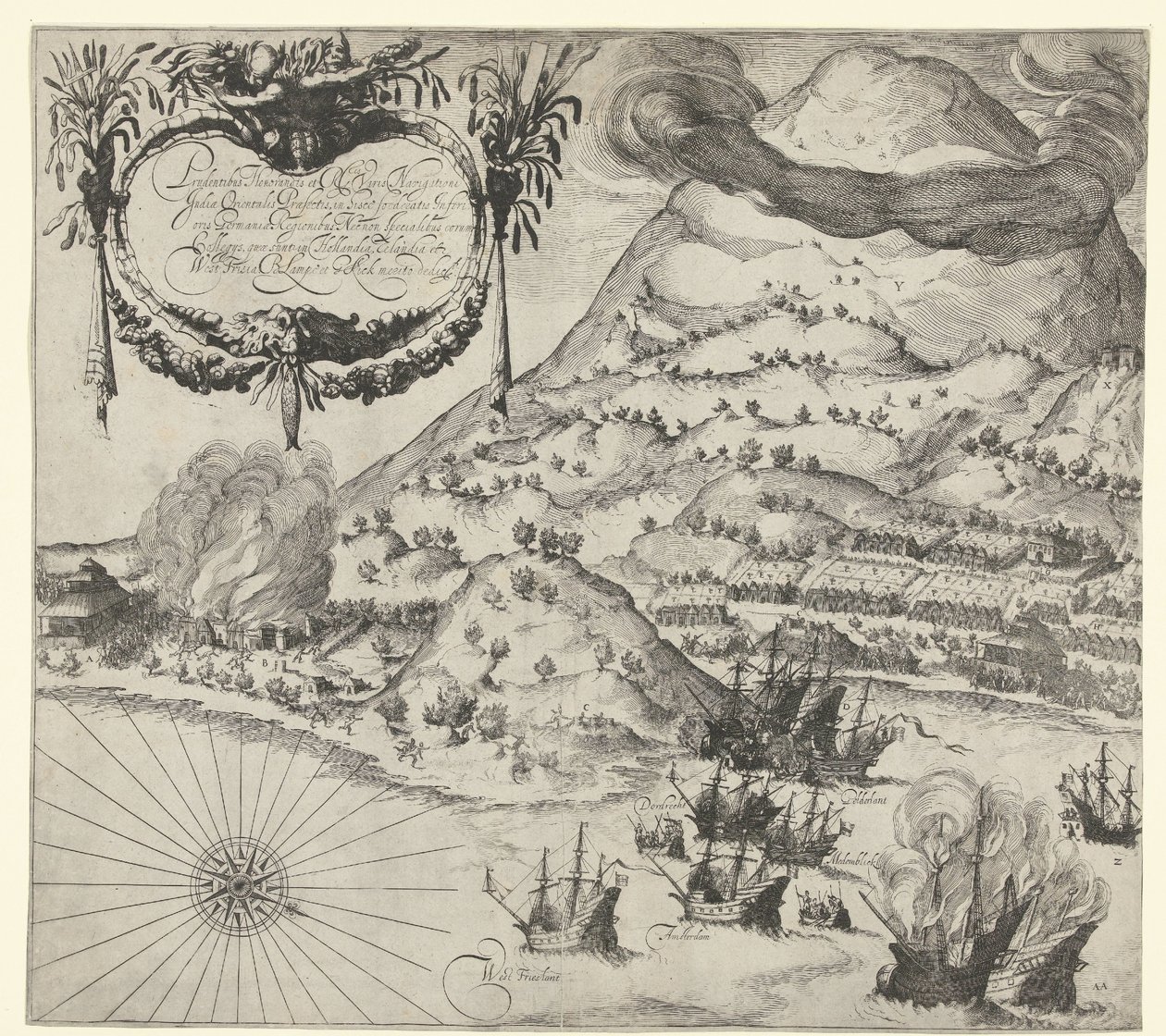 Hollenderne seirer over portugiserne på Tidore (bildet til venstre), 1605 av Simon Frisius