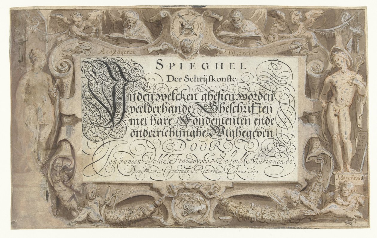 «Spieghel der schrijfkonste», en utgivelse som inneholder en rekke skrifter med deres grunnlag og veiledning av Simon Frisius