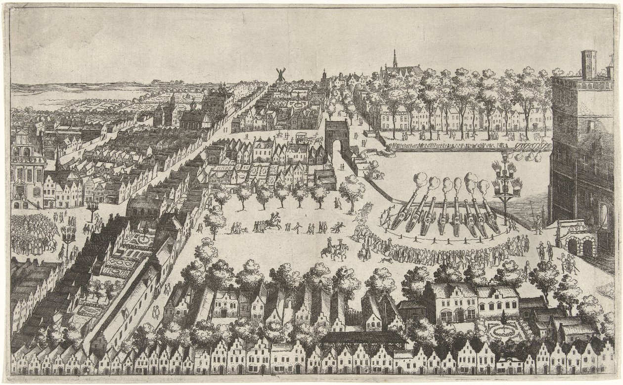 Fyrverkeri i Haag etter kunngjøringen av våpenhvilen, 1609 av Simon Frisius