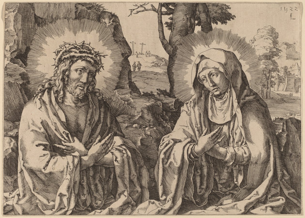 Frelseren og jomfruen av Simon Frisius after Lucas van Leyden