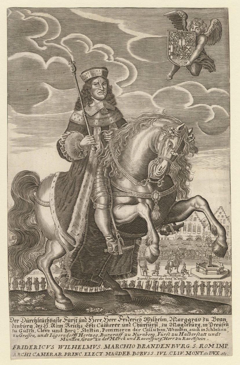 Frederic-Guillaume Ier de Brandebourg - (Frederic Guillaume) Portrett av Frederick William (1620-1688), kurfyrst av Brandenburg, hertug av Preussen - Grimm, Simon (aktiv ca. 1680) - 1680 - Kobberstikk - 29,4x18,9 - Privat samling av Simon Grimm