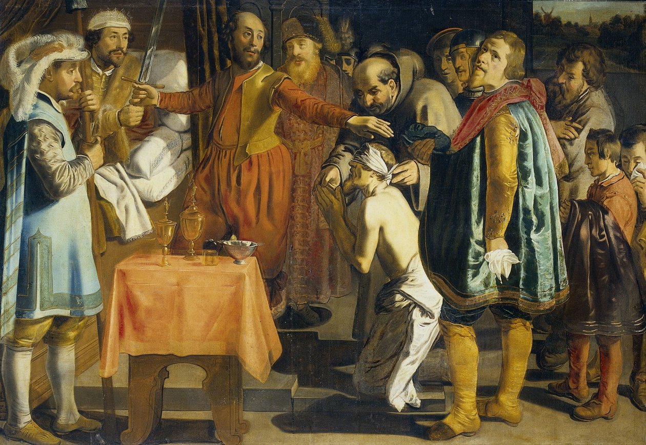 Willem III, greve av Holland, beordret halshugging av fogden i Zuid Holland, 1336 av Simon Henrixz (copy after)