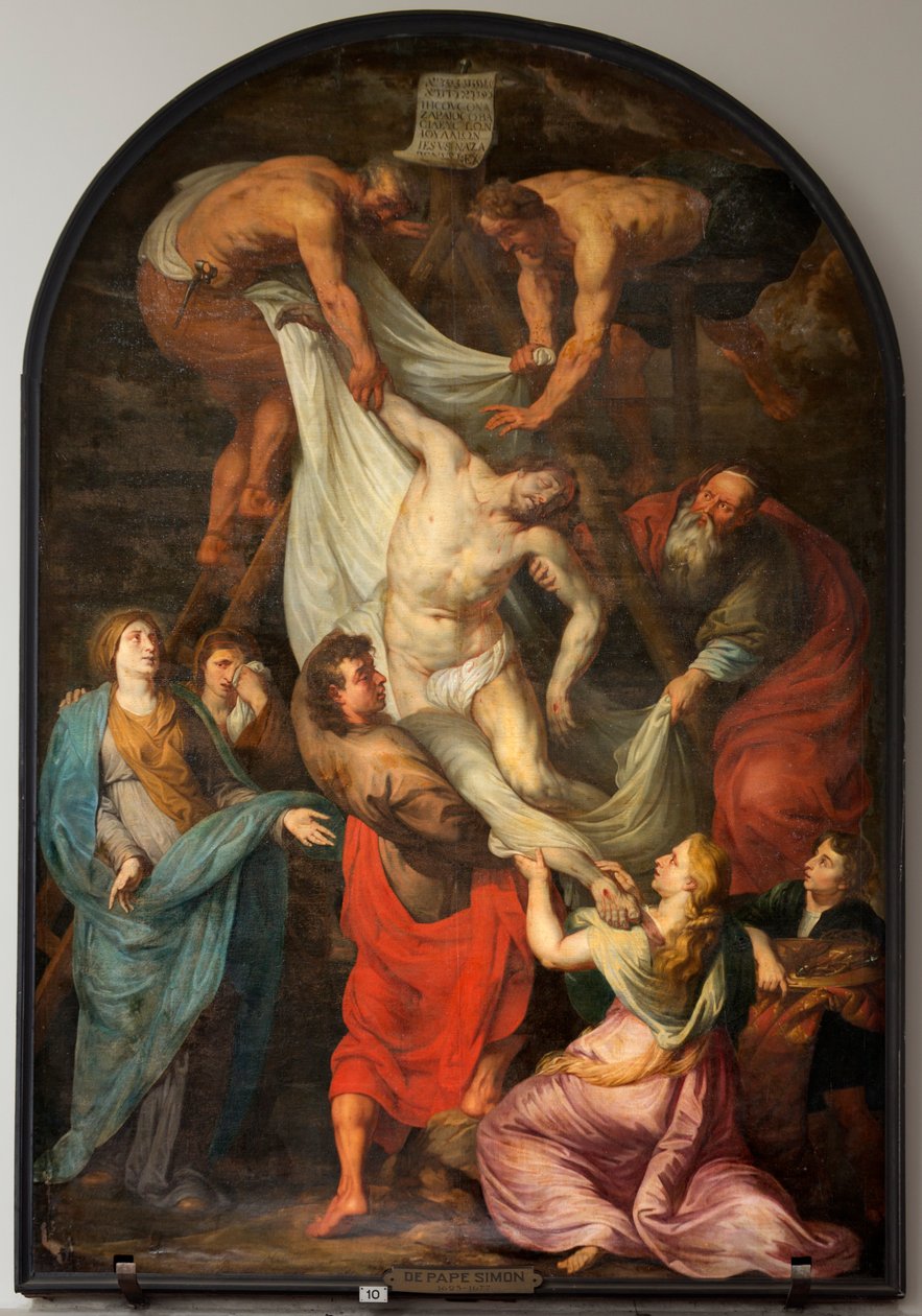 Sognekirke (Sint-Walburgakerk). Maleri "Descent of the Cross". Simon de Pape. Kopier til PPRubens. Midten av 1600-tallet. av Simon II de Pape