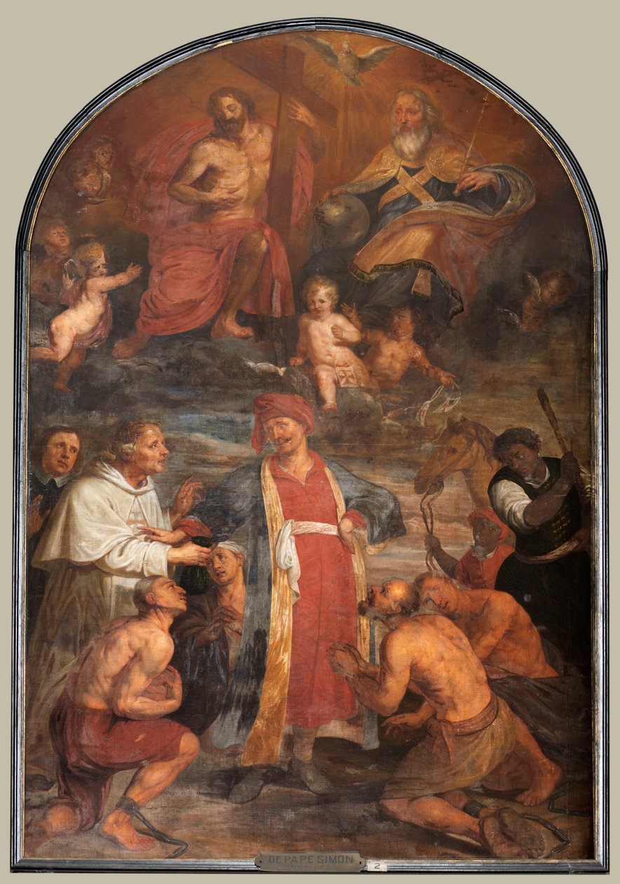 Sognekirke (Sint-Walburgakerk). Maleri, triptyk. Simon De Pape (?). Innløsning av de kristne slavene til tyrken. av Simon II de Pape
