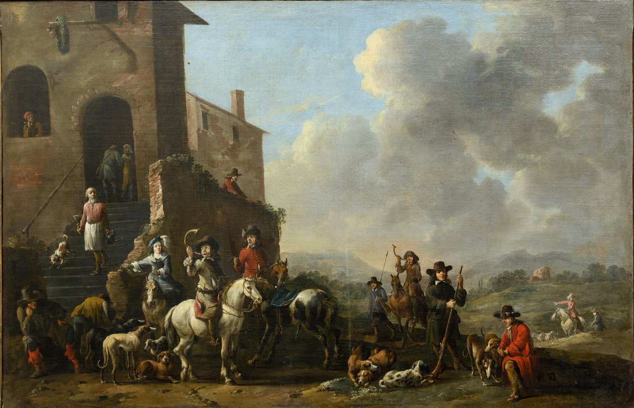 Forbereder for jakten av Douw, Simon Johannes van (ca 1630-etter 1677) av Simon Johannes van Douw