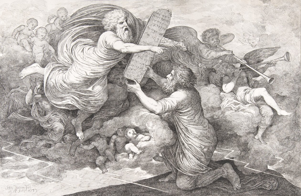 Moses på Sinai The Tables of Jewish Law, 1773. av Simon Julien