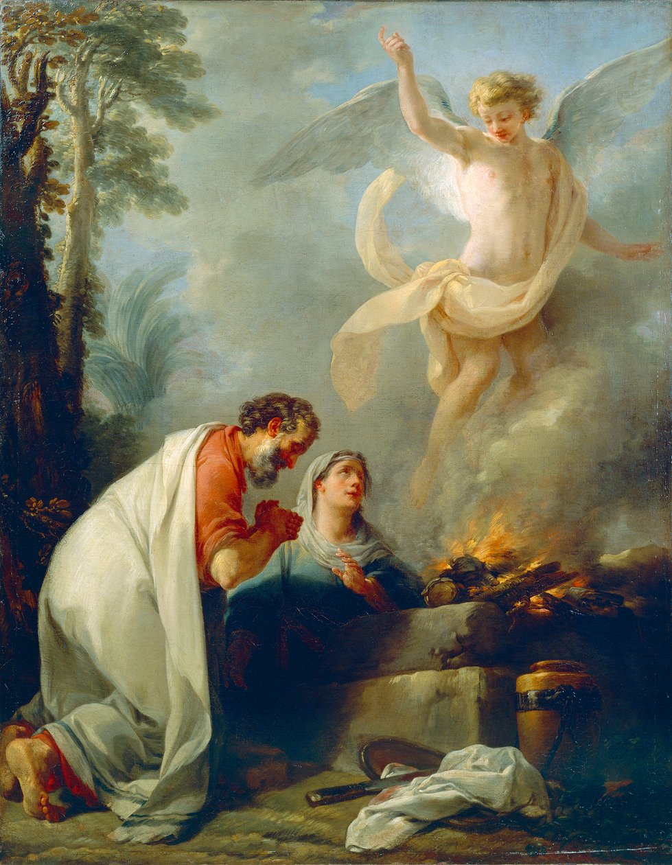 Offeret til Manoah, far til Samson, av Simon Julien (1735-1800), olje på lerret, ca 1760 av Simon Julien