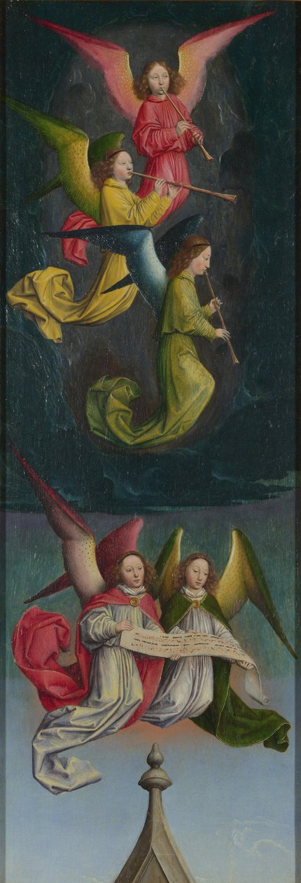 Et englekor fra St Bertin-altertavlen, ca 1459 av Simon Marmion