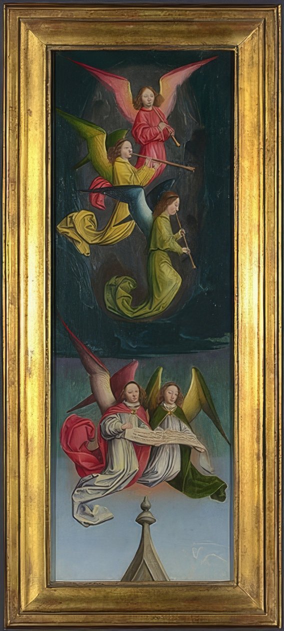 Englekoret (altertavle fra Abbey of St. Bertin). Rundt 1459 av Simon Marmion
