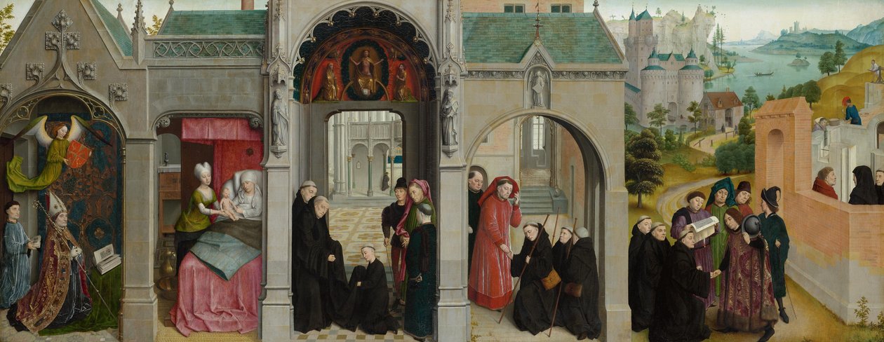 Scener fra den hellige Bertins liv - Bebudelsen med profeter og evangelister av Simon Marmion