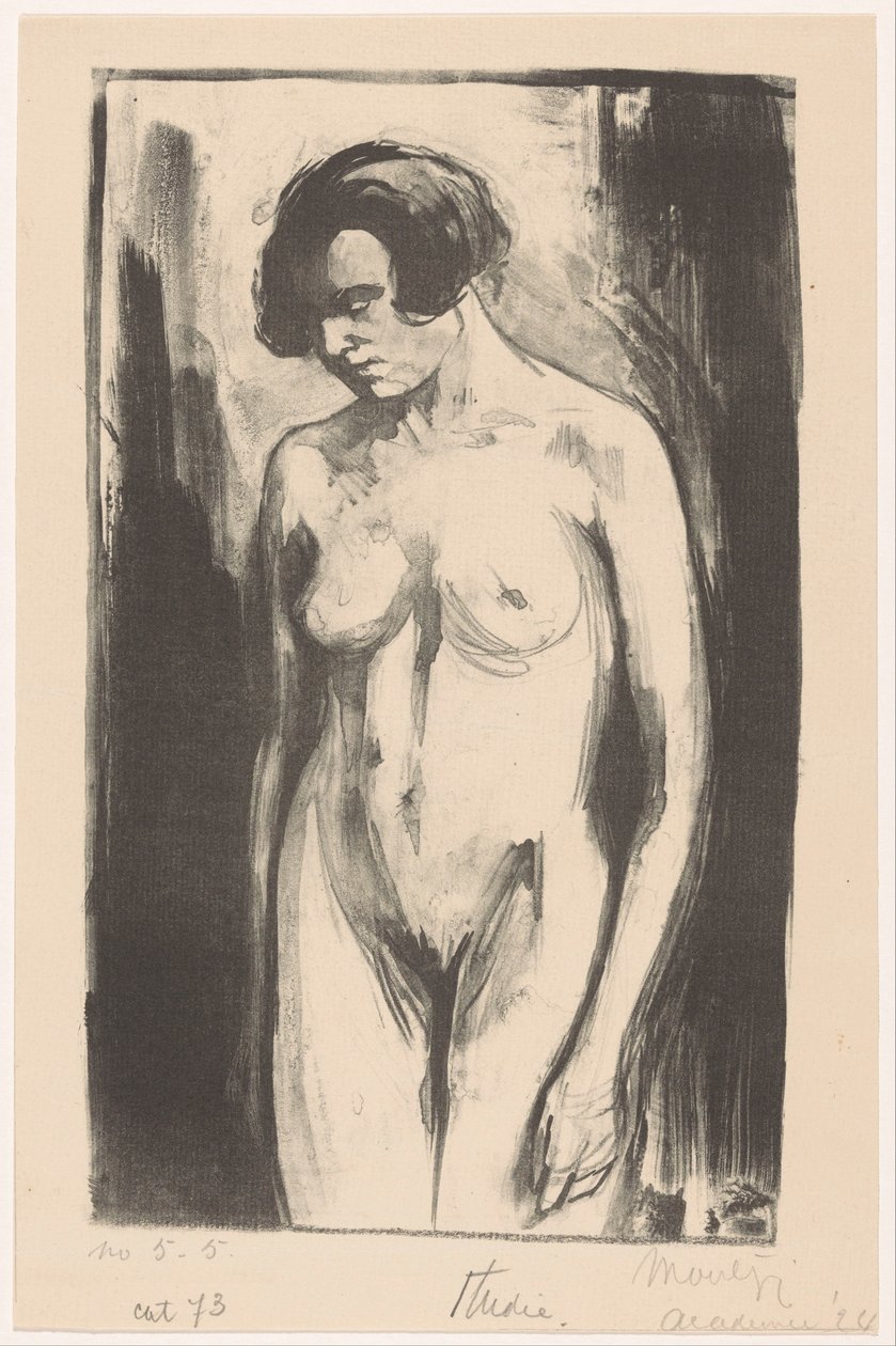 Studie av en stående naken kvinne av Simon Moulijn (signed by artist)