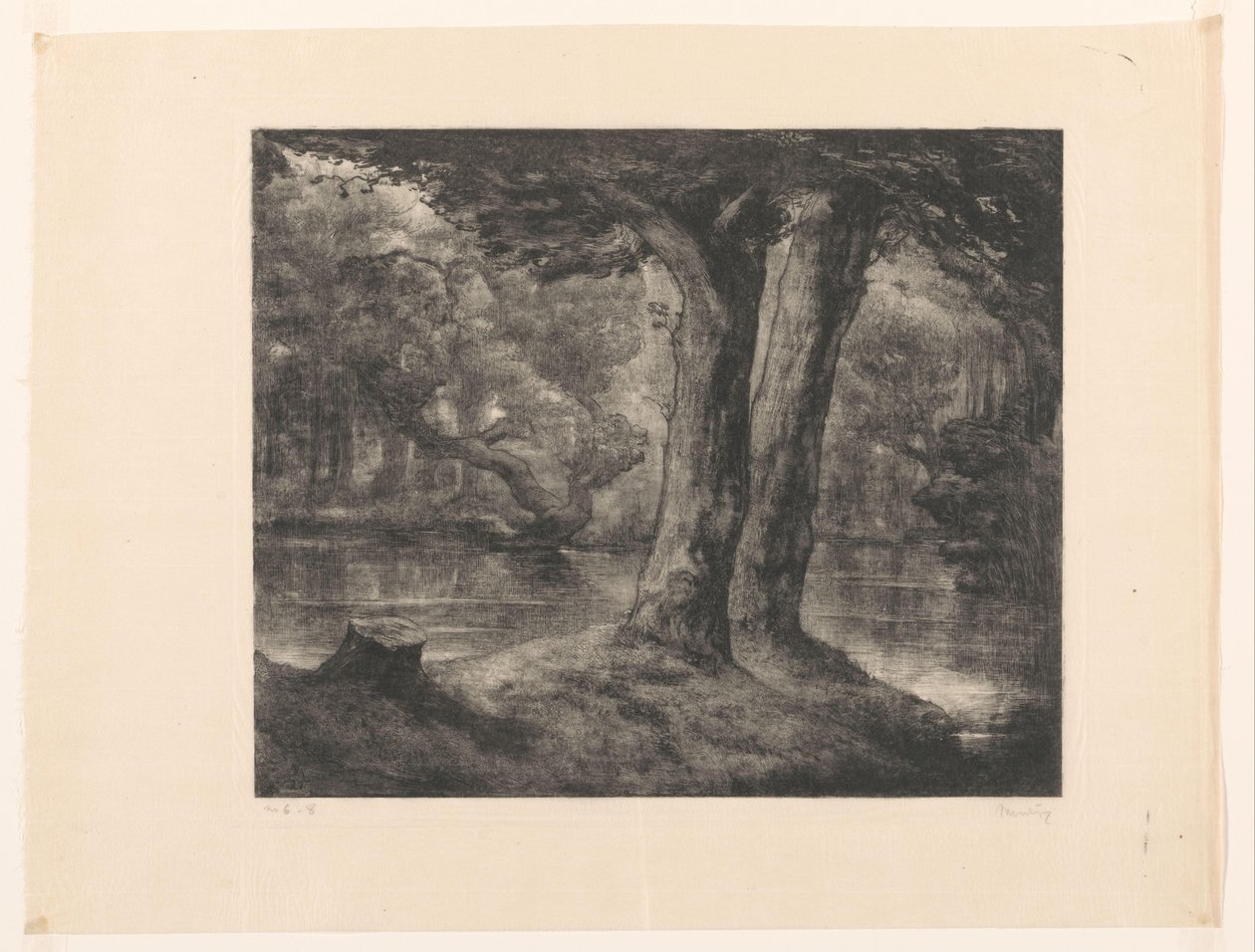 Vann i en skog Forest view (original tittel) av Simon Moulijn (signed by artist)
