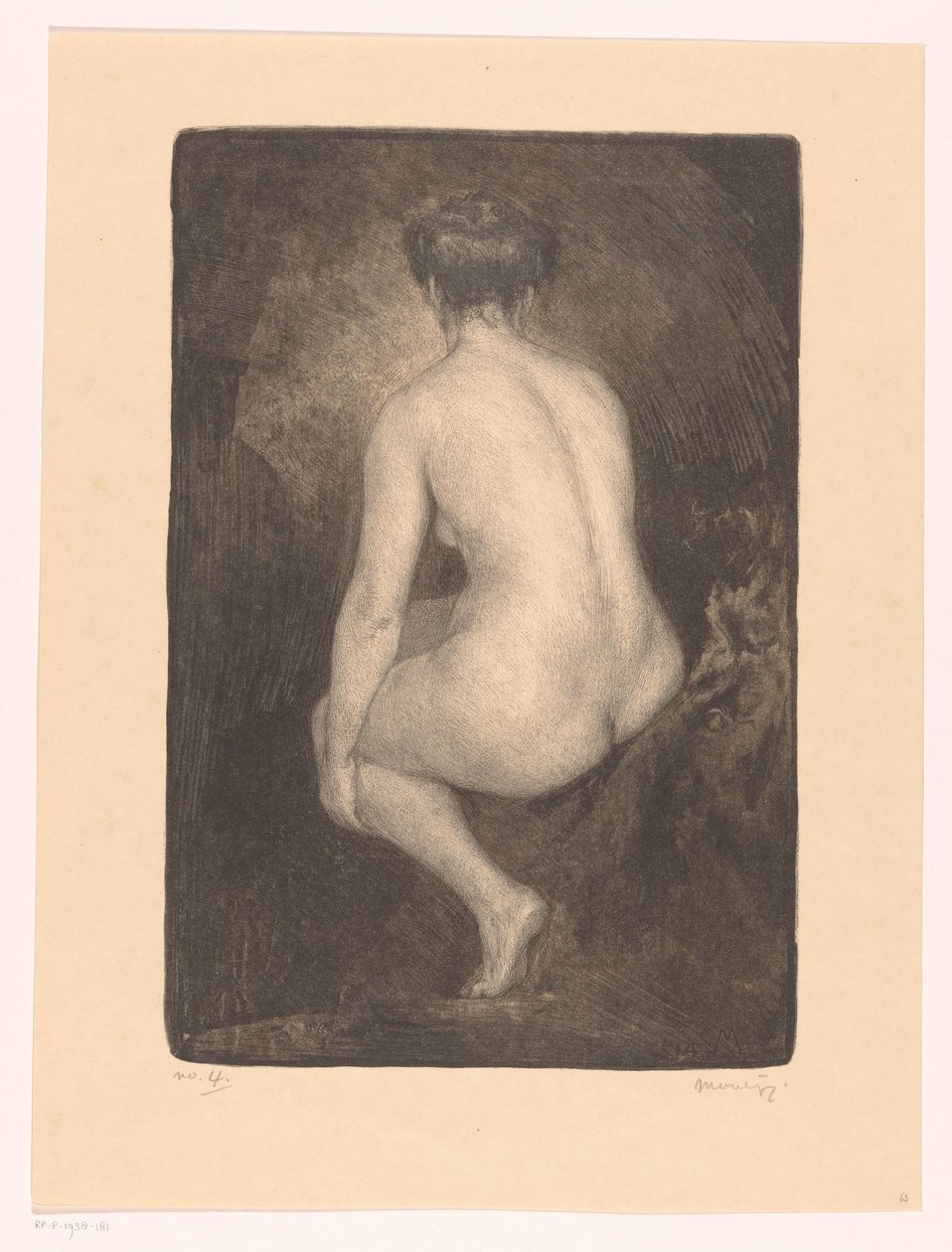 Sittende naken kvinne av Simon Moulijn (signed by artist)