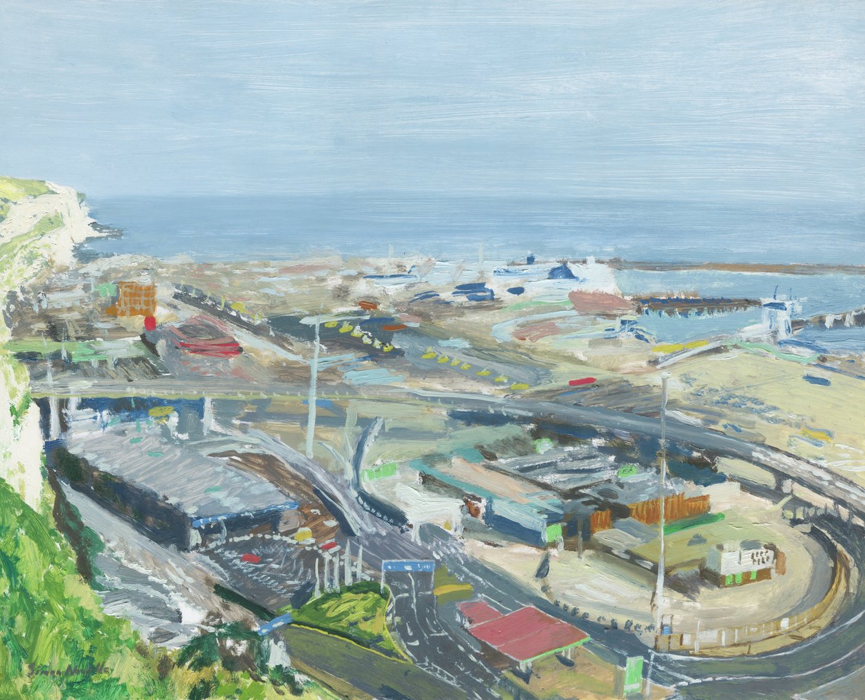 Dover havn, 2019 (olje på panel) av Simon Neville