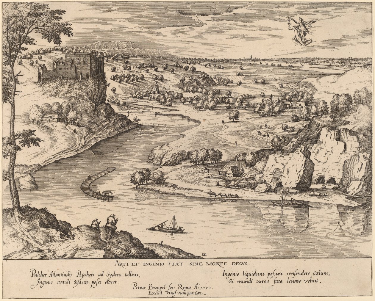 Elvelandskap med Merkur og Psyke av Simon Novellanus after Pieter Bruegel the Elder
