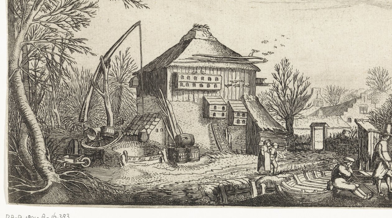 Vinterlandskap med gård Landskap (serietittel) av Simon Poelenburg
