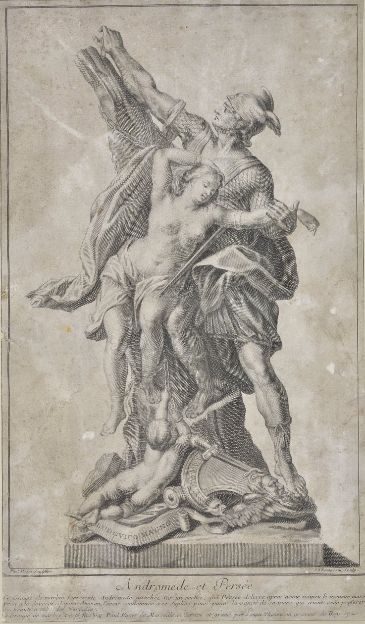 Perseus leverer Andromede (tegning) av Simon Thomassin