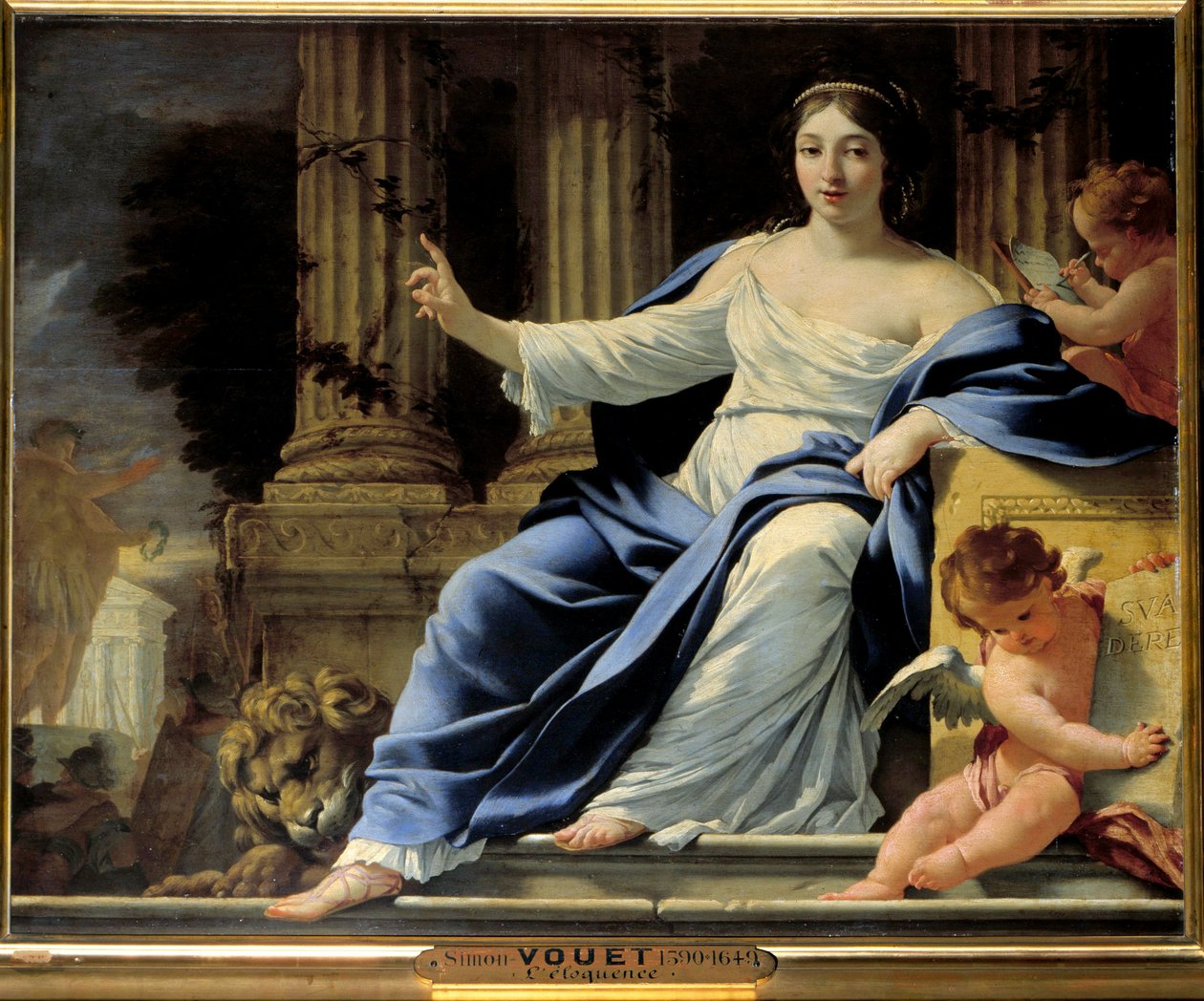 Veltalenhet. Representasjon av Polymnie, veltalenhetens muse. Maleri av Simon Vouet (1590-1649) 1600-tallet Søn. 0,81x1 m av Simon Vouet