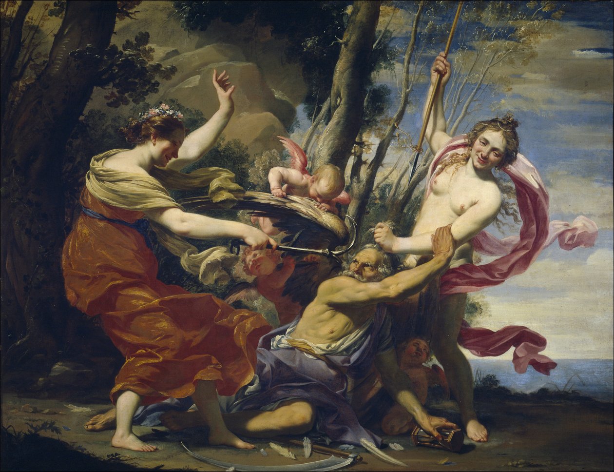 Fader Tid overvunnet av kjærlighet, håp og skjønnhet - Vouet, Simon (1590-1649) - 1627 - Olje på lerret - 107x142 - Museo del Prado, Madrid av Simon Vouet