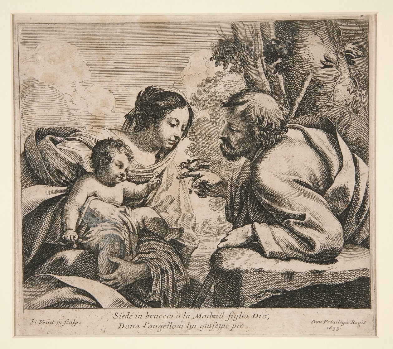 Hellig familie med en fugl av Simon Vouet