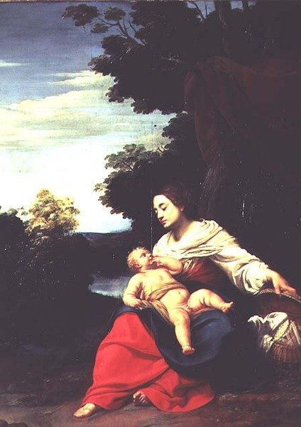 Madonna med en kurv av Simon Vouet