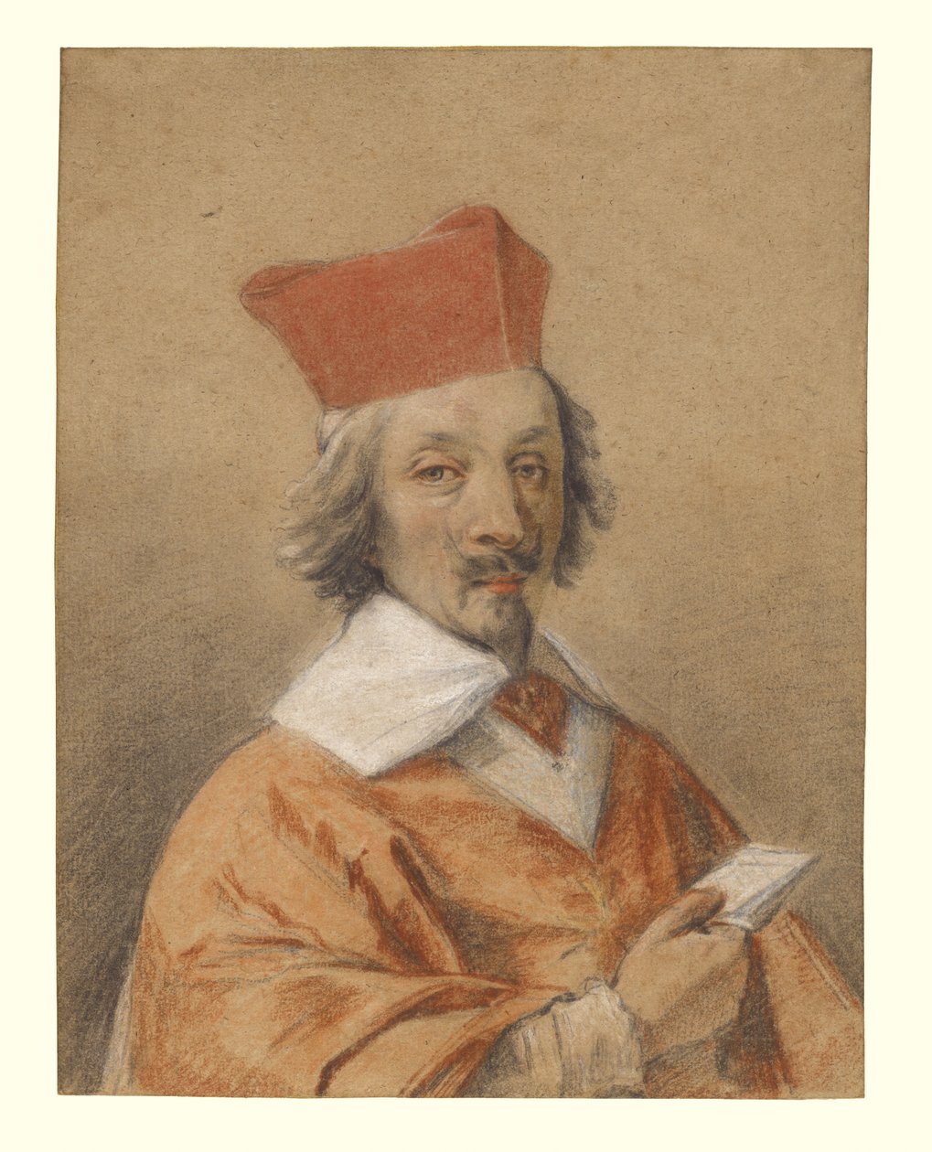 Portrett av Armand-Jean du Plessis, kardinal de Richelieu, ca. 1632-34 (kritt på papir) av Simon Vouet