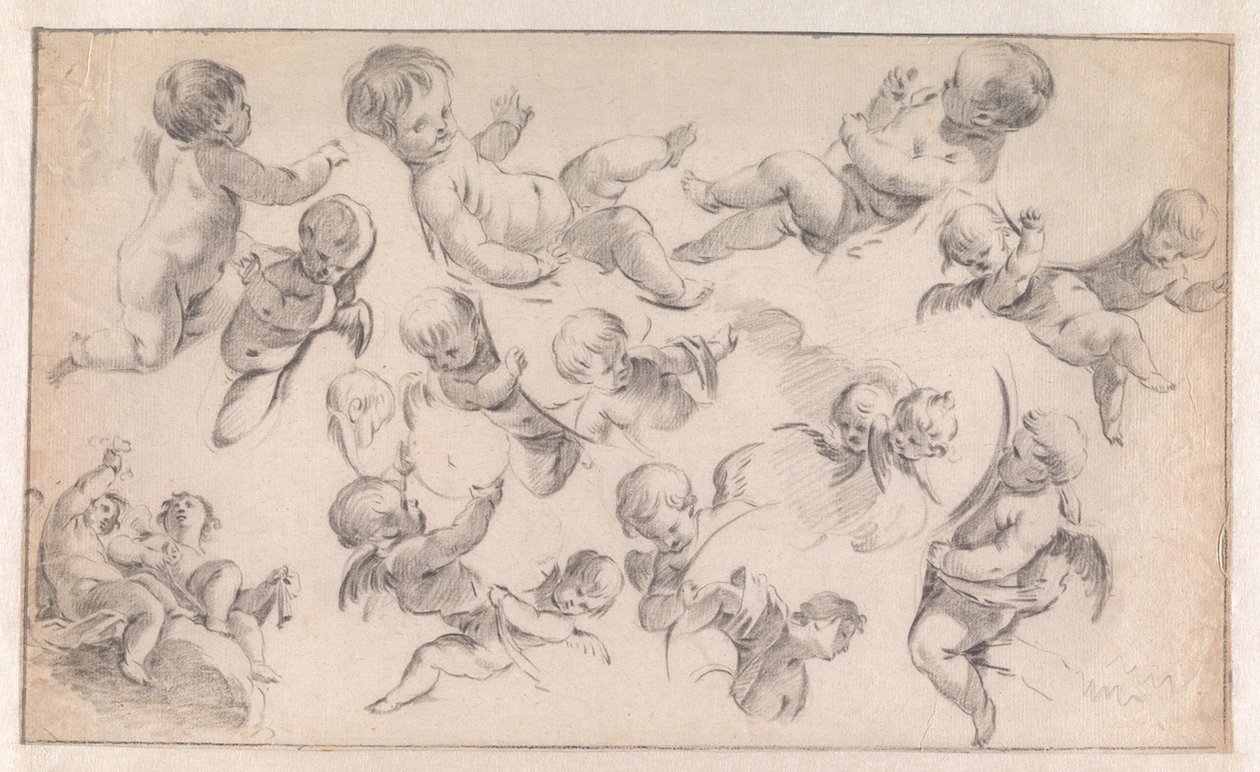 Studie til en dekorasjon med putti av Simon Vouet