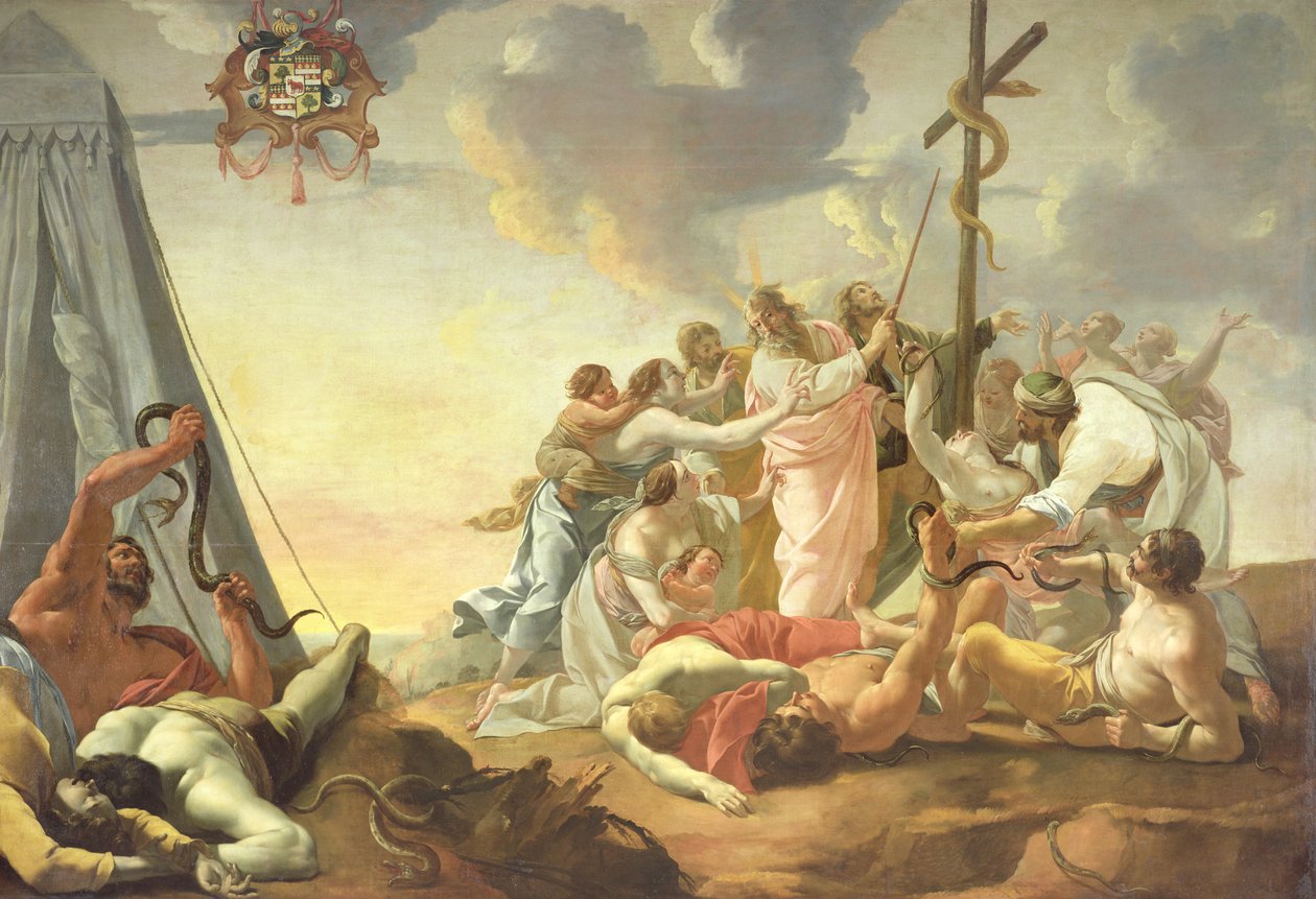 The Brazen Serpent, høyre seksjon (olje på lerret) av Simon Vouet