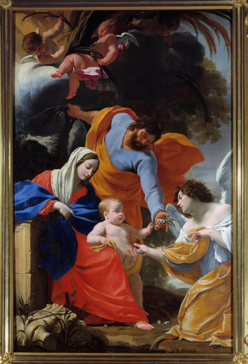 Resten av den hellige familie-maleri av Simon Vouet (1590-1649) 1639 Grenoble, Musee des Beaux Arts av Simon Vouet