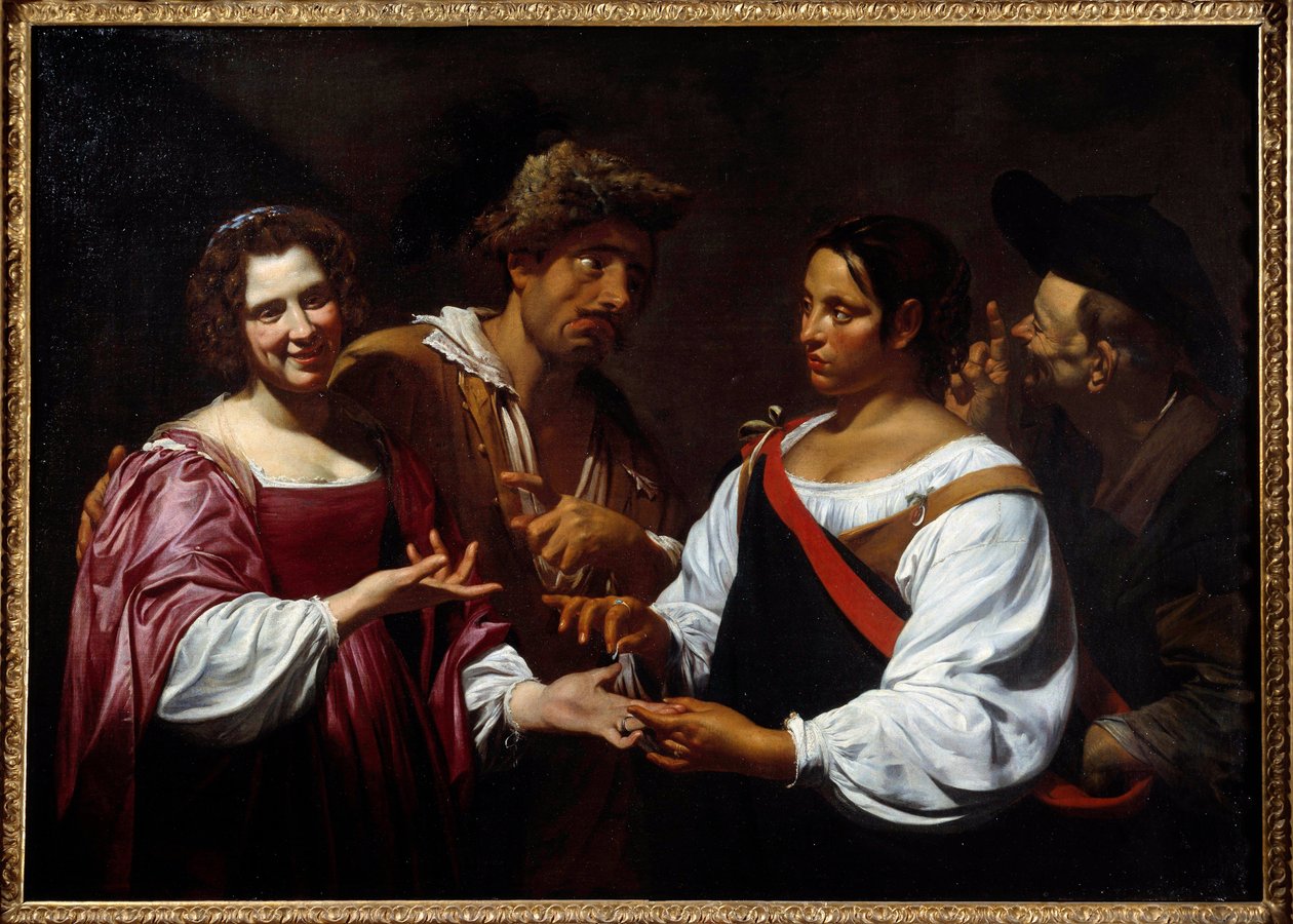 Spåkonen Maleri av Simon Vouet (1590-1649) 1620 Søn. 1,2x1,7 m Ottawa, Nasjonalgalleriet for kunst av Simon Vouet
