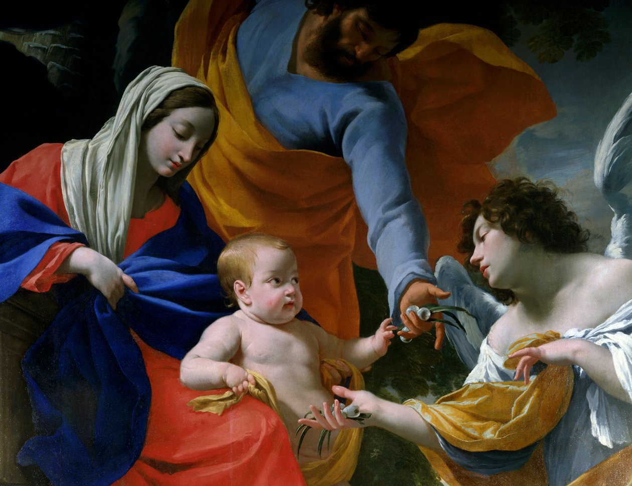 Resten av den hellige familiedetaljen. Maleri av Simon Vouet (1590-1649) 1639 Grenoble, Musee des Beaux Arts av Simon Vouet