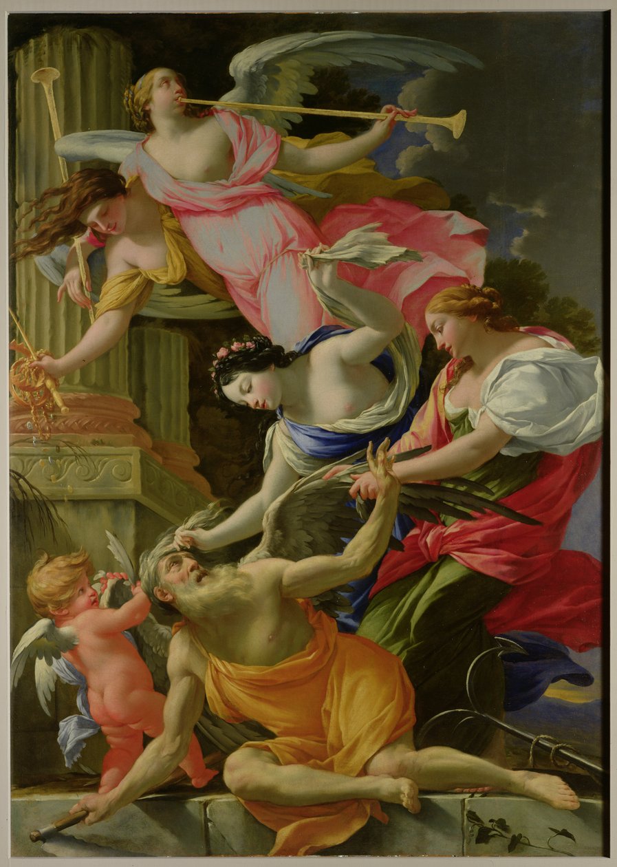 Tid overvunnet av kjærlighet, Venus og håp, ca. 1645-46 av Simon Vouet