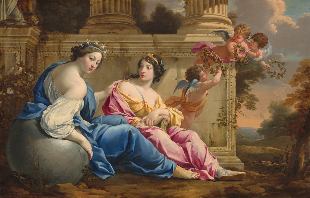 Musene Urania og Calliope av Simon Vouet and Studio