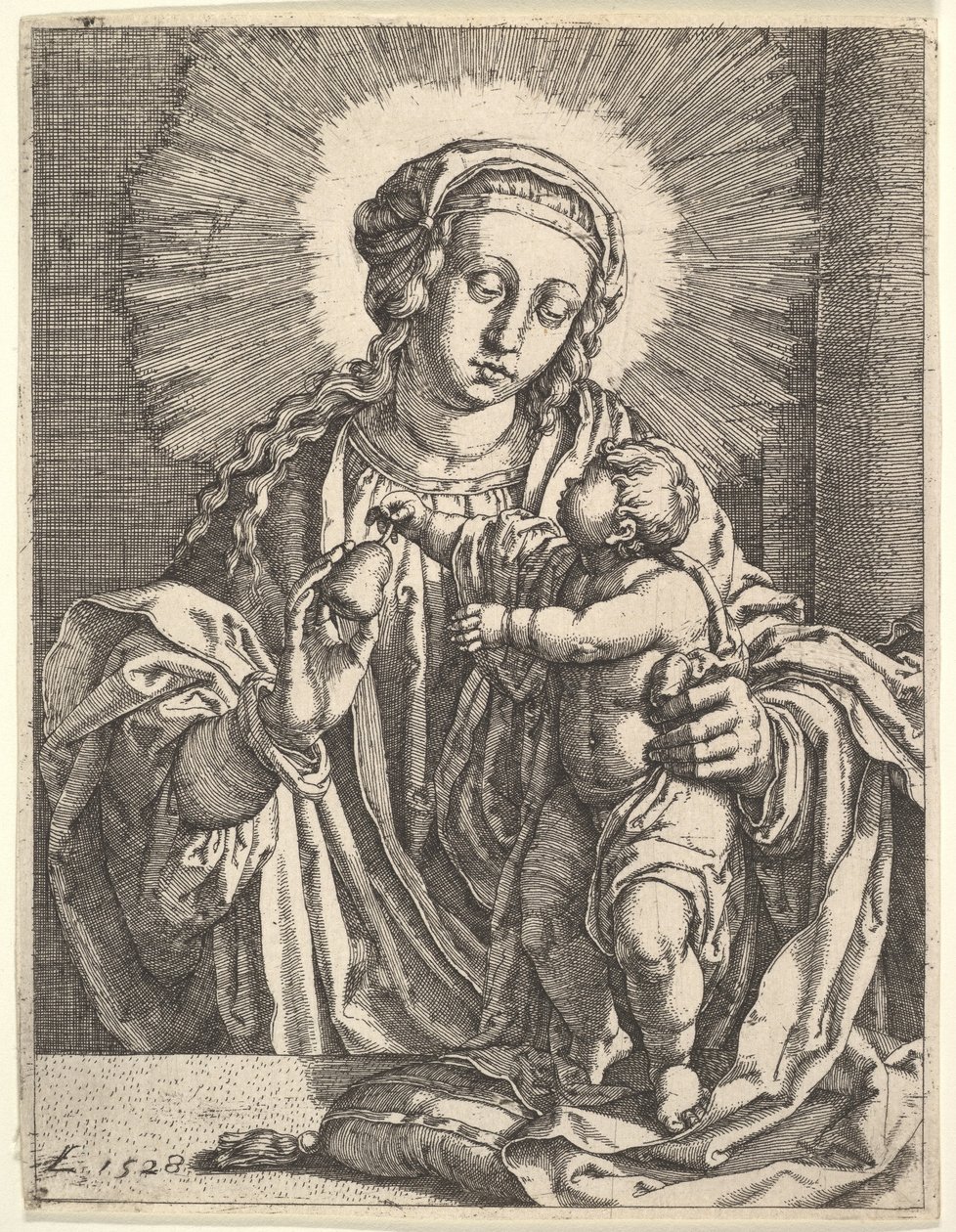 Jomfru og barn. av Simon Wynhoutsz Frisius