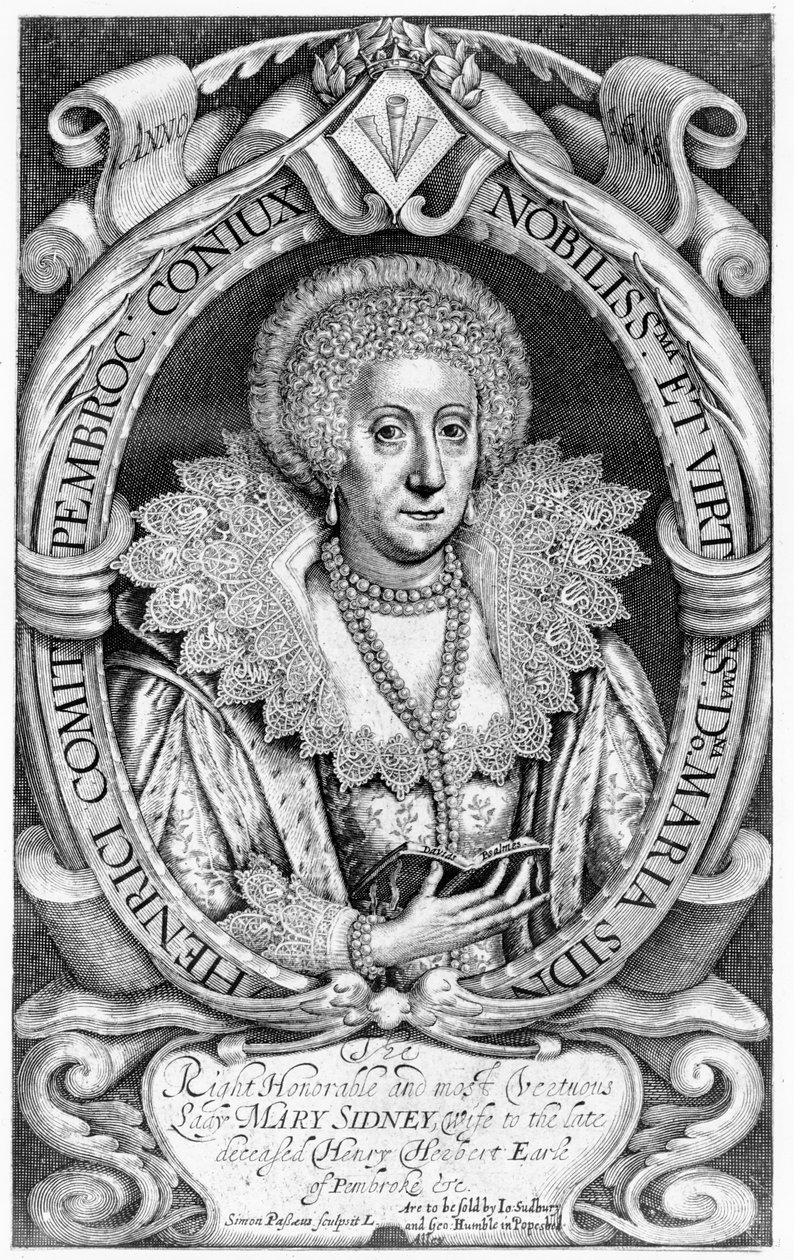 The Right Honorable and most Vertuous Lady Mary Sidney, kone til avdøde Henry Herbert, Earl of Pembroke undc., utgitt av Sudbury and Humble, 1618 av Simon de Passe