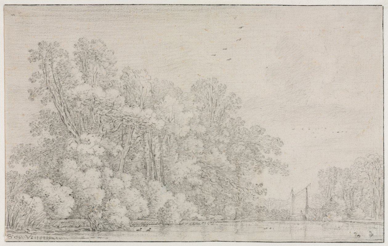 Elvelandskap, ca. 1650. av Simon de Vlieger
